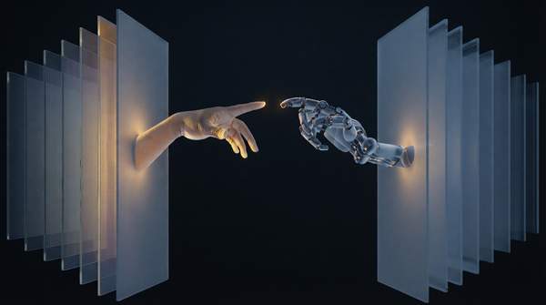 Editorial illustration for The Three Domains of AI-Era Leadership: A Self-Assessment Framework for Human-AI Collaboration